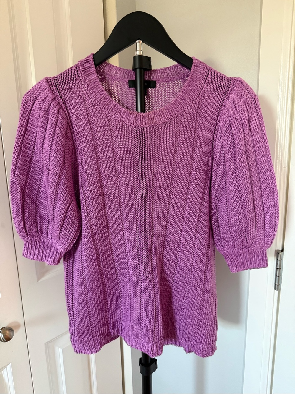 J. Crew Lilac Puff-Sleeve Crewneck Sweater